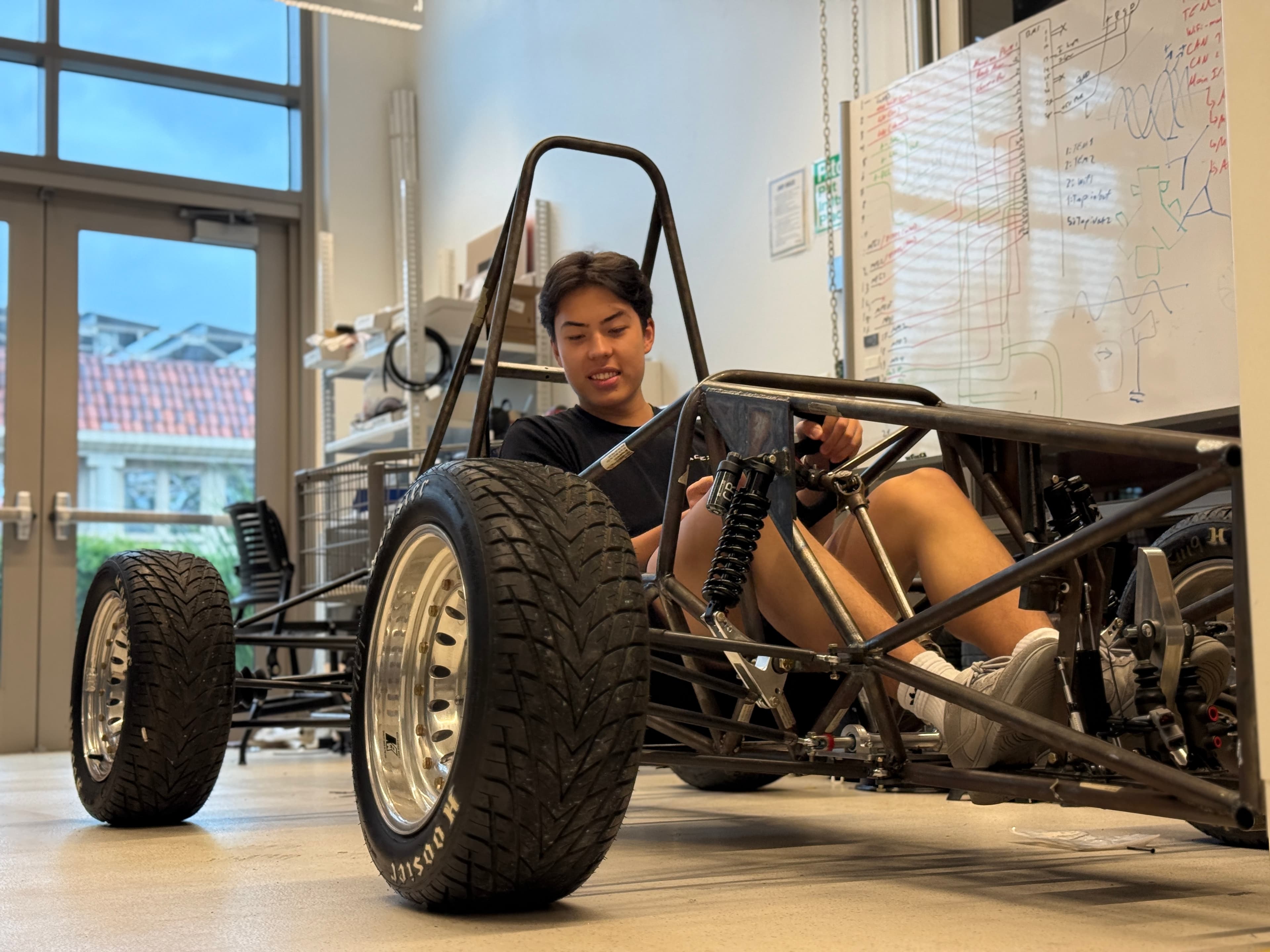 Julian in the SCU FSAE car